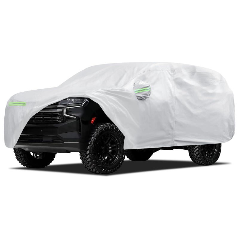 Migaven Car Cover Custom Fit for Chevrolet Chevy Suburban 1973-2025, Migaven Waterproof Full Exterior Cover Sun Rain Protection with Door Zipper and Cotton Lining, Silver - Image 1